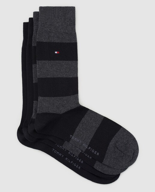 Pack 2 pares de calcetines de hombre Tommy Hilfiger a rayas y liso