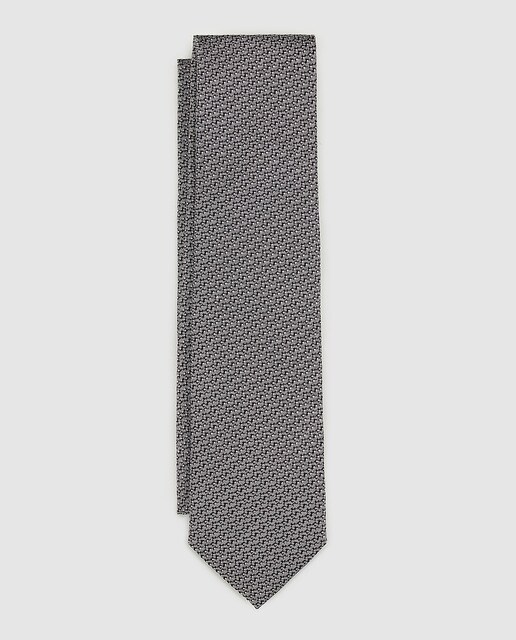 Corbata de seda gris estampada