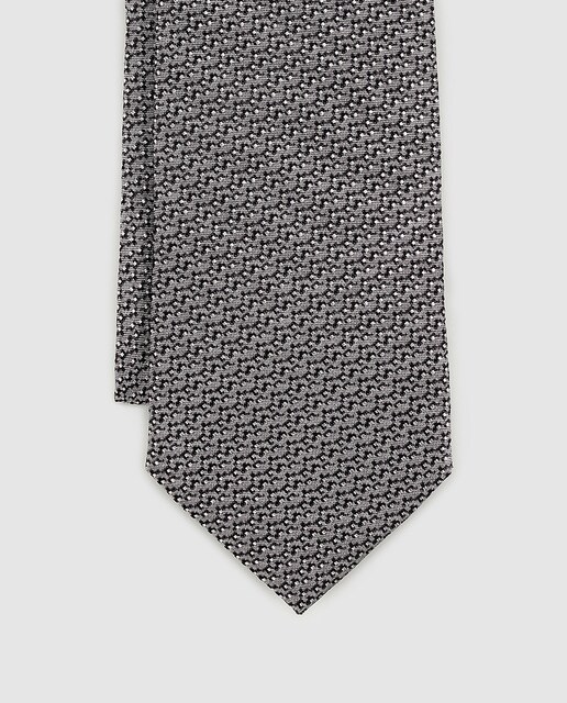 Corbata de seda gris estampada