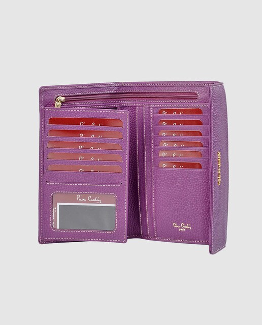 Cartera de piel morada Calidad Grano