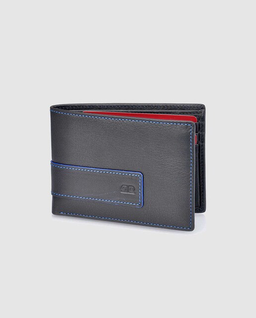 Estuche de cartera en piel labrada negro