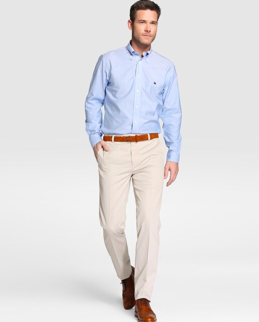 Camisa Regent de hombre Brooks Brothers slim lisa azul