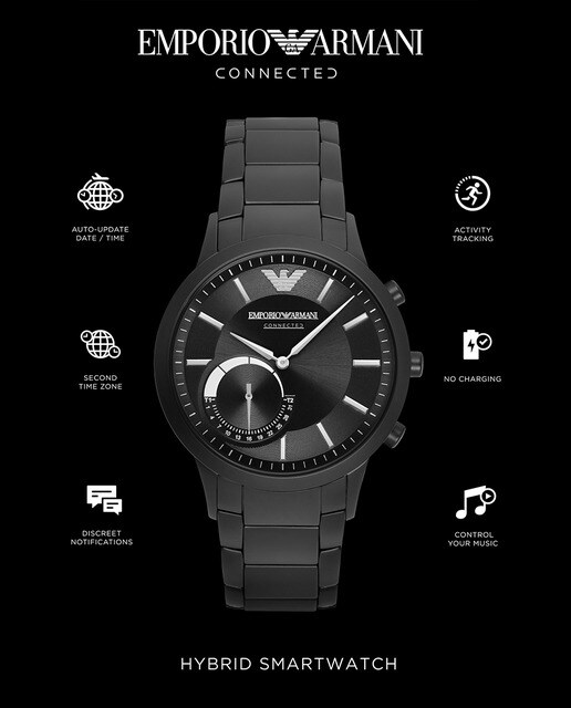 Smartwatch híbrido Armani Connected ART3001 de acero negro