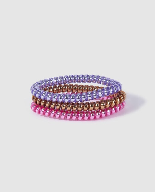 Set de tres coleteros tipo muelle multicolor