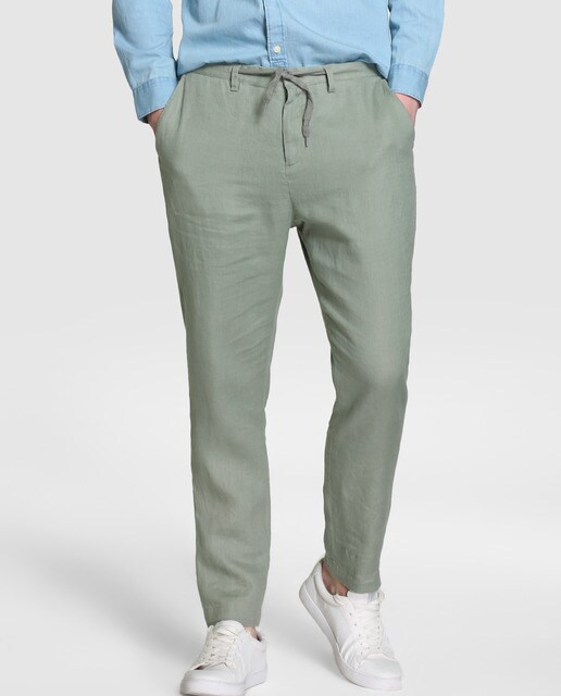 Pantalón de hombre Selected tapered gris de lino