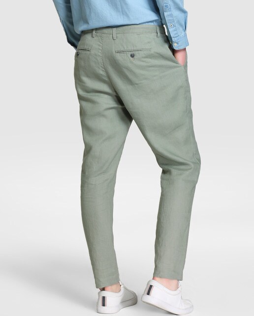 Pantalón de hombre Selected tapered gris de lino