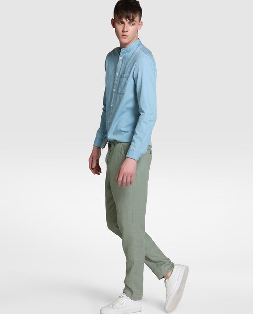 Pantalón de hombre Selected tapered gris de lino