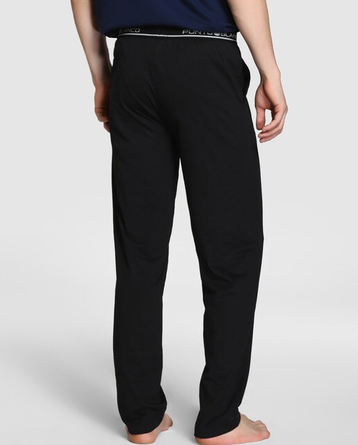 Pantalón de pijama de hombre de punto largo negro