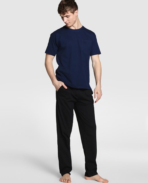 Pantalón de pijama de hombre de punto largo negro