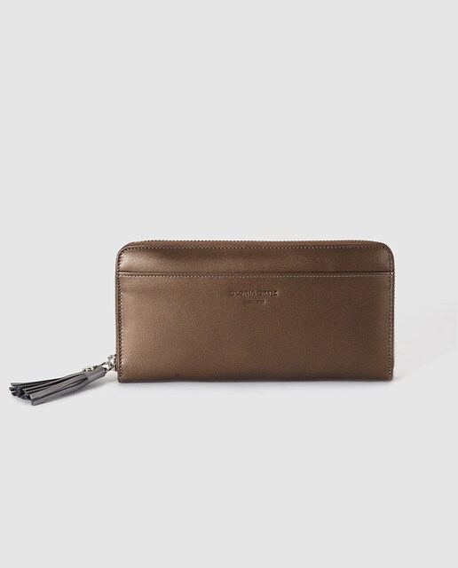 Cartera de mujer en piel Sofía color oro y plata