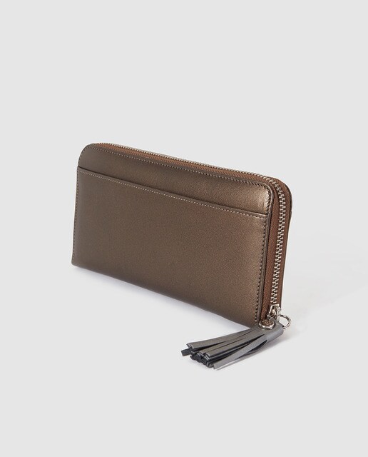 Cartera de mujer en piel Sofía color oro y plata