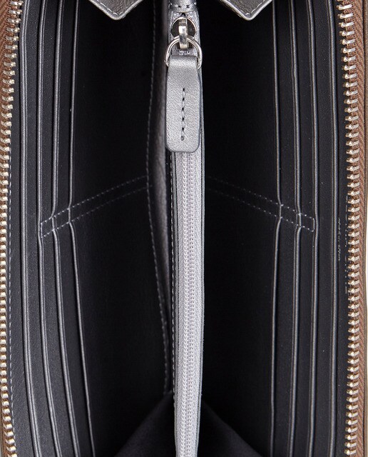Cartera de mujer en piel Sofía color oro y plata
