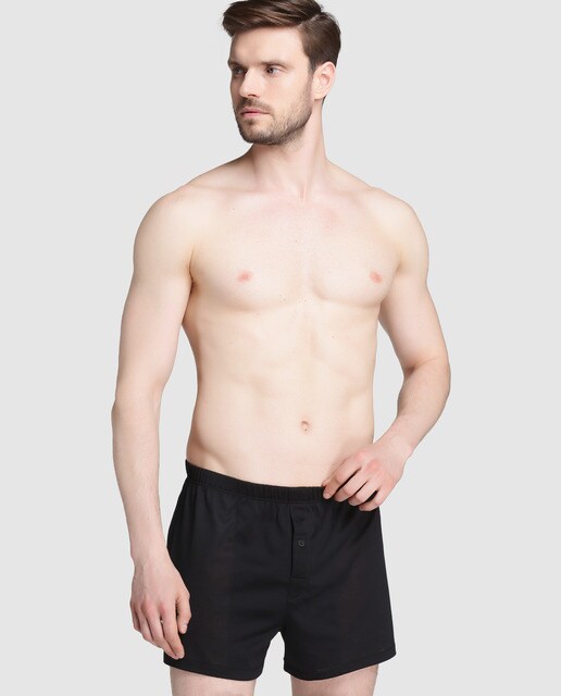 Boxer de punto de Hilo de Escocia de hombre Hanro negro