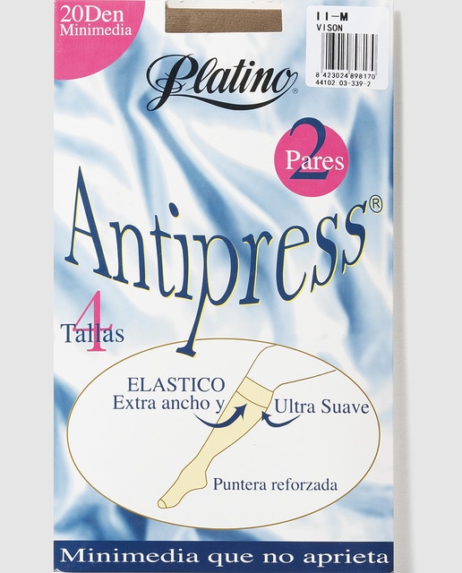 Pack dedos pares de minimedias de 20 deniers de mujer Platino