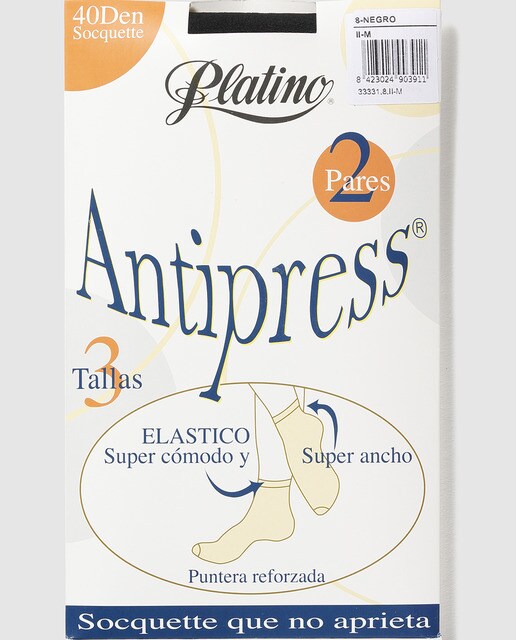 Pack de dos minimedias antipress de 40 deniers de mujer Platino