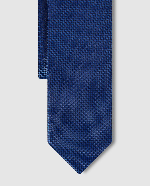 Corbata de seda jacquard azul