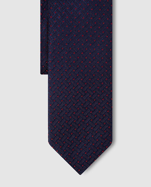 Corbata de seda jacquard azul marino estampada