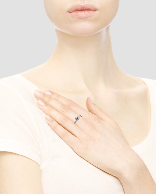 Anillo Dos Corazones de plata con circonita Pandora