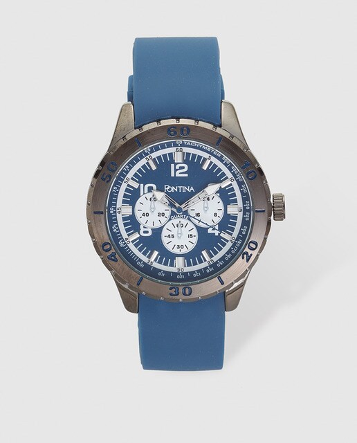 Reloj de hombre Pontina símil silicona azul