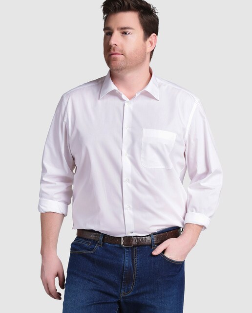 Camisa de hombre Dustin classic lisa blanca tallas grandes