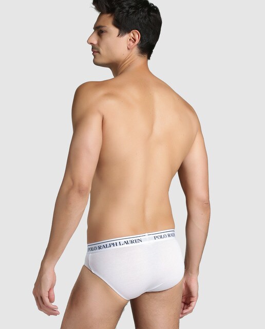 Pack tres slips de hombre Polo Ralph Lauren liso blanco