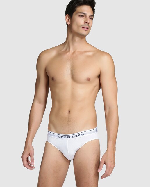 Pack tres slips de hombre Polo Ralph Lauren liso blanco