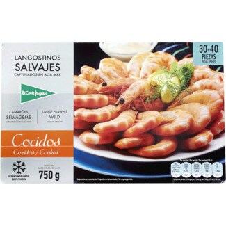 El Corte Inglés Camarões Selvagens Cozidos 30-40 Peças embalagem 750 g