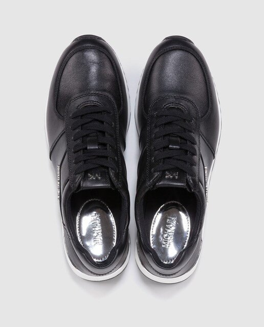 Zapatillas de piel de mujer Michael Kors de color negro. Modelo ALLIE TRAINER.