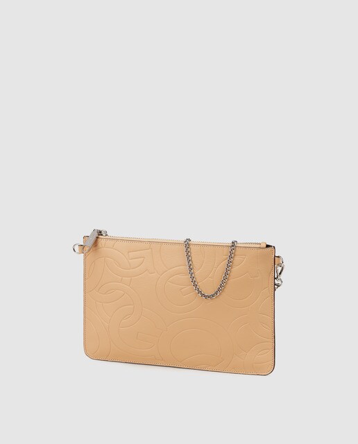 Cartera de mano Sofia Stamp de piel en marrón con cremallera