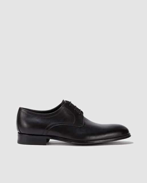 Zapatos de cordones de hombre Calce de piel en color negro