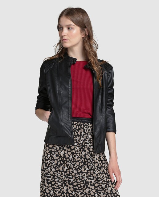 Cazadora biker de mujer Object en color negro
