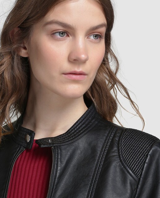 Cazadora biker de mujer Object en color negro