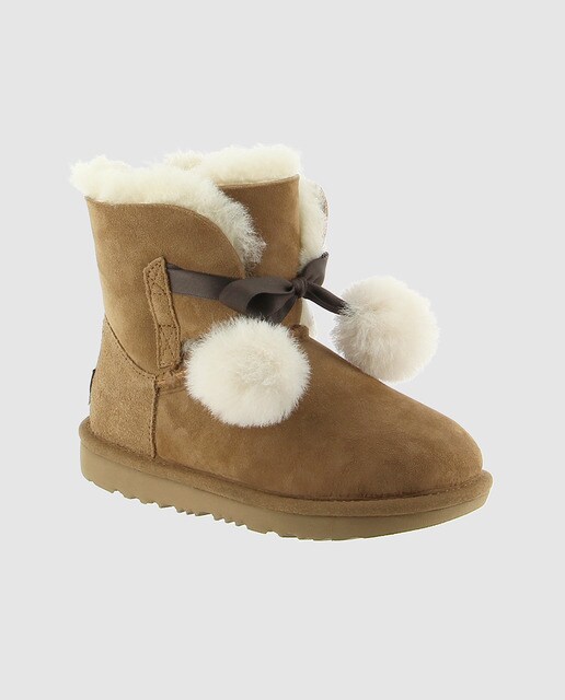 Botas de niños UGG en piel marrón con cordones