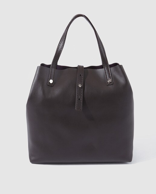 Shopping Mini Sofia de piel lisa en marrón oscuro
