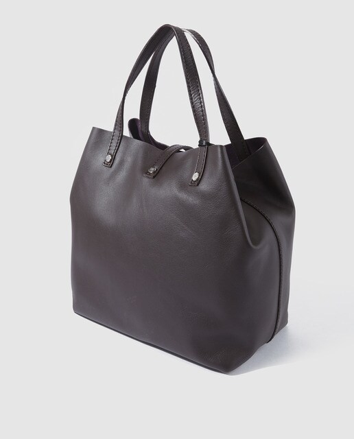 Shopping Mini Sofia de piel lisa en marrón oscuro