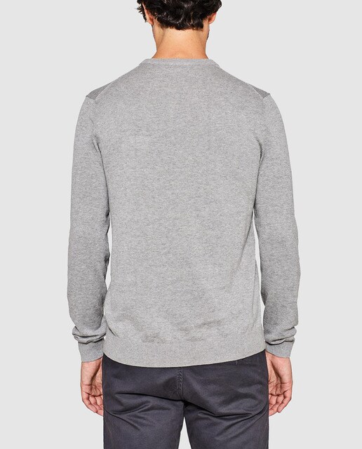 Jersey de hombre Esprit básico gris con cuello redondo