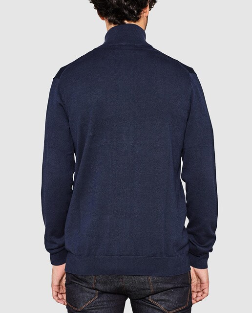 Chaqueta de punto de hombre Esprit azul con cuello alto