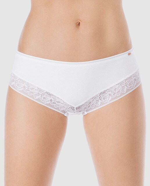 Culotte de mujer Skiny Smart Cotton liso con puntilla