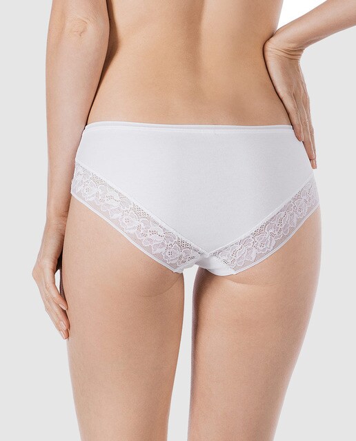 Culotte de mujer Skiny Smart Cotton liso con puntilla
