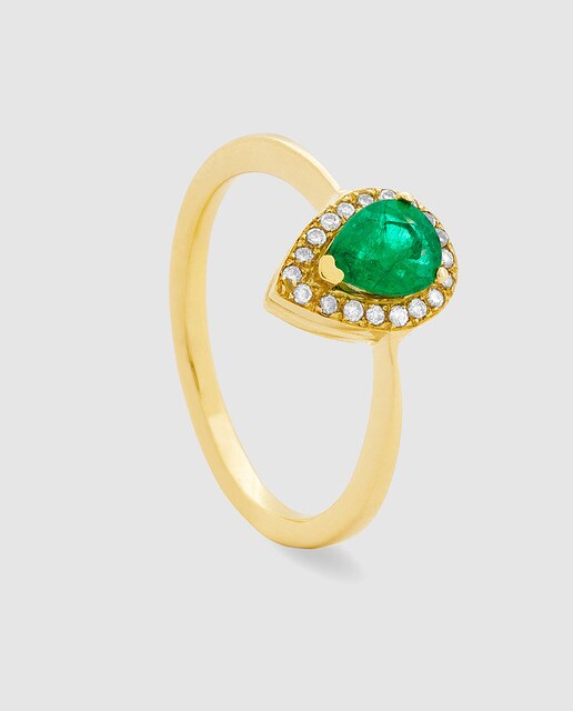 Anillo Rainbow de oro amarillo, esmeralda y diamantes Eugenio Lumbreras