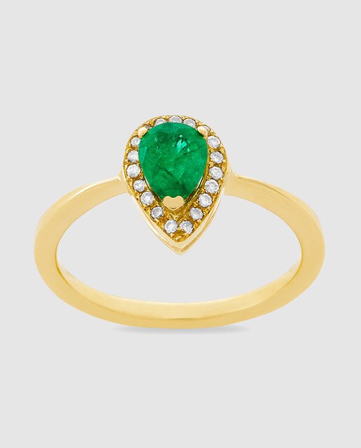 Anillo Rainbow de oro amarillo, esmeralda y diamantes Eugenio Lumbreras
