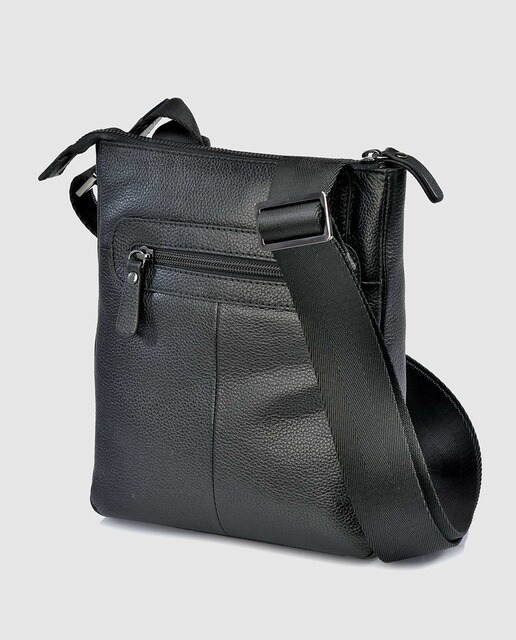 Bandolera negra regulable de piel