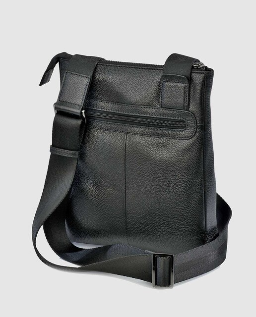 Bandolera negra regulable de piel