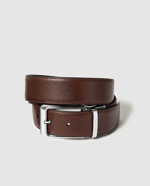 Cinturón de hombre reversible piel negro y marrón