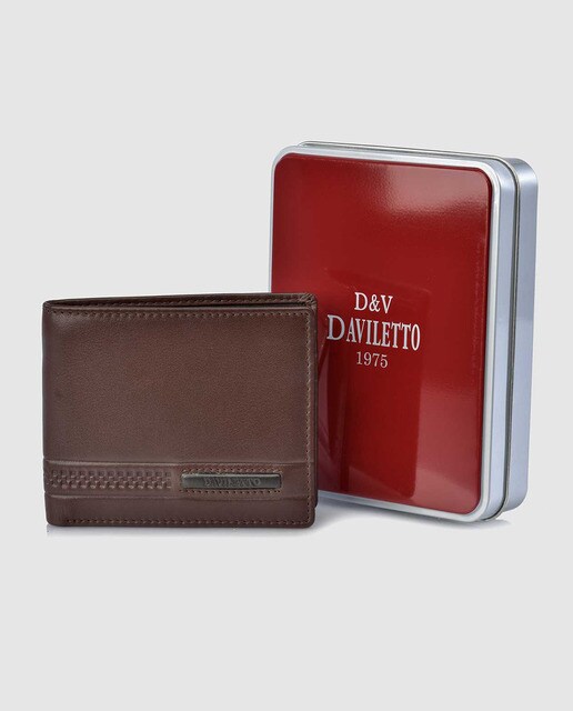 Cartera de hombre tipo americano de piel en marrón