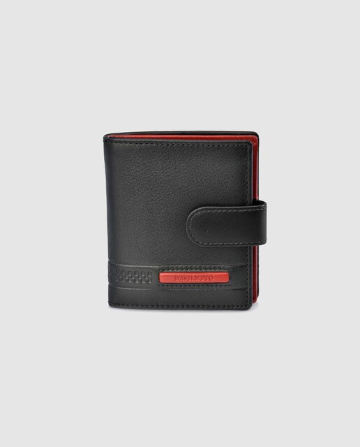 Cartera de hombre de piel en negro con broche