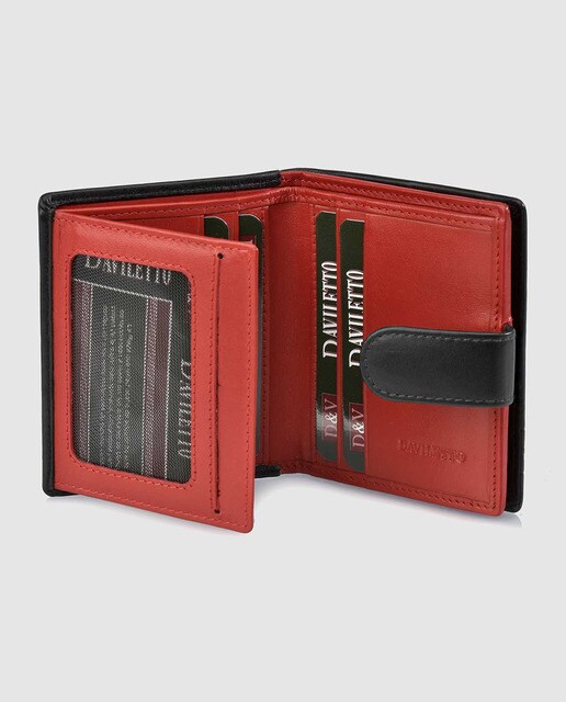 Cartera de hombre de piel en negro con broche