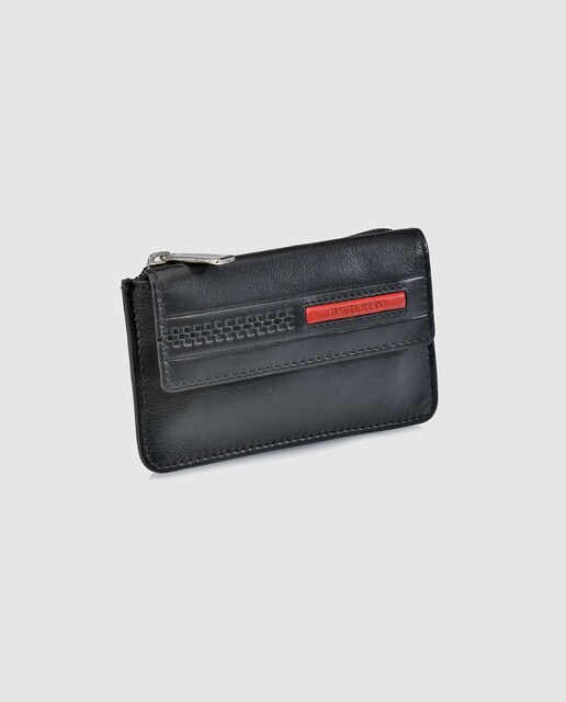 Monedero de hombre de piel en negro con logo