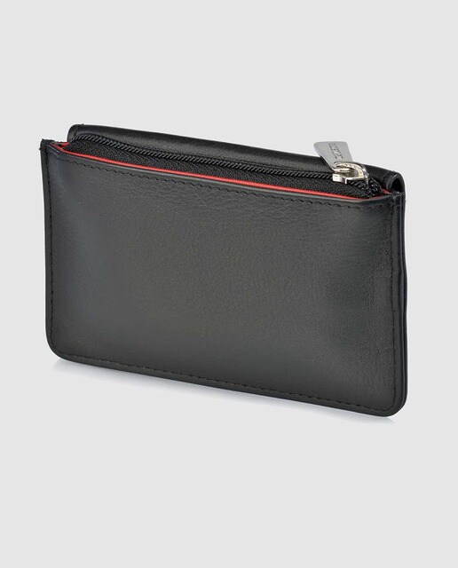 Monedero de hombre de piel en negro con logo