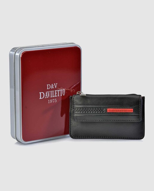 Monedero de hombre de piel en negro con logo